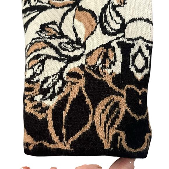 Chico’s Fringe Open Cardigan 3 / XL Boho Jacquard Floral Print Pockets Cozy Chic - Picture 6 of 9